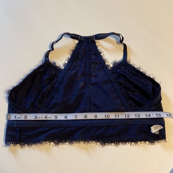XL navy Aerie Racerback Bralette, Eyelash Lace Bra Adjustable Straps EUC 1X blue - Picture 9 of 14